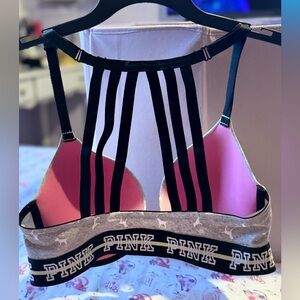 PINK Victoria's Secret Strappy Back Bra - Gray and Pink